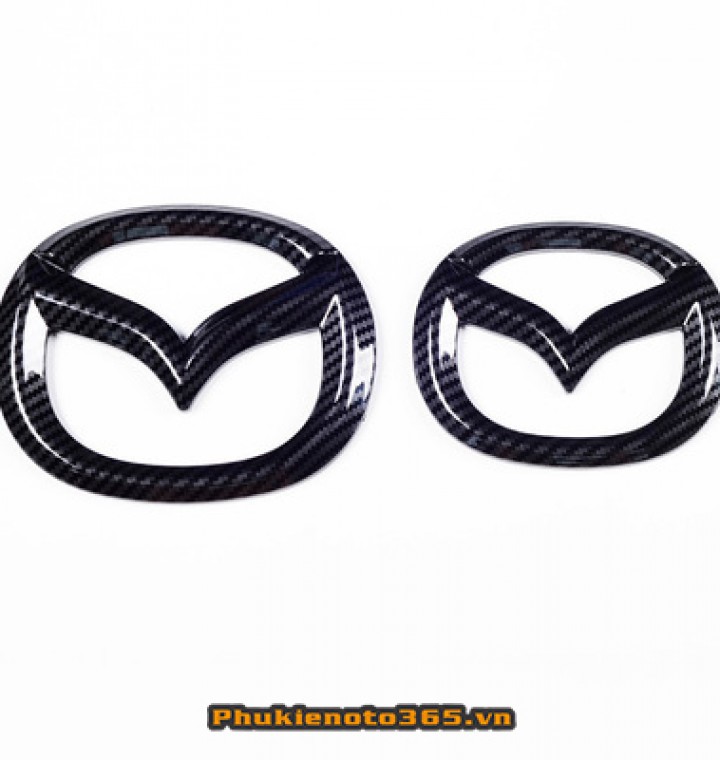 Bộ ốp Logo Carbon trang trí trước sau xe Mazda 3 2014-2019